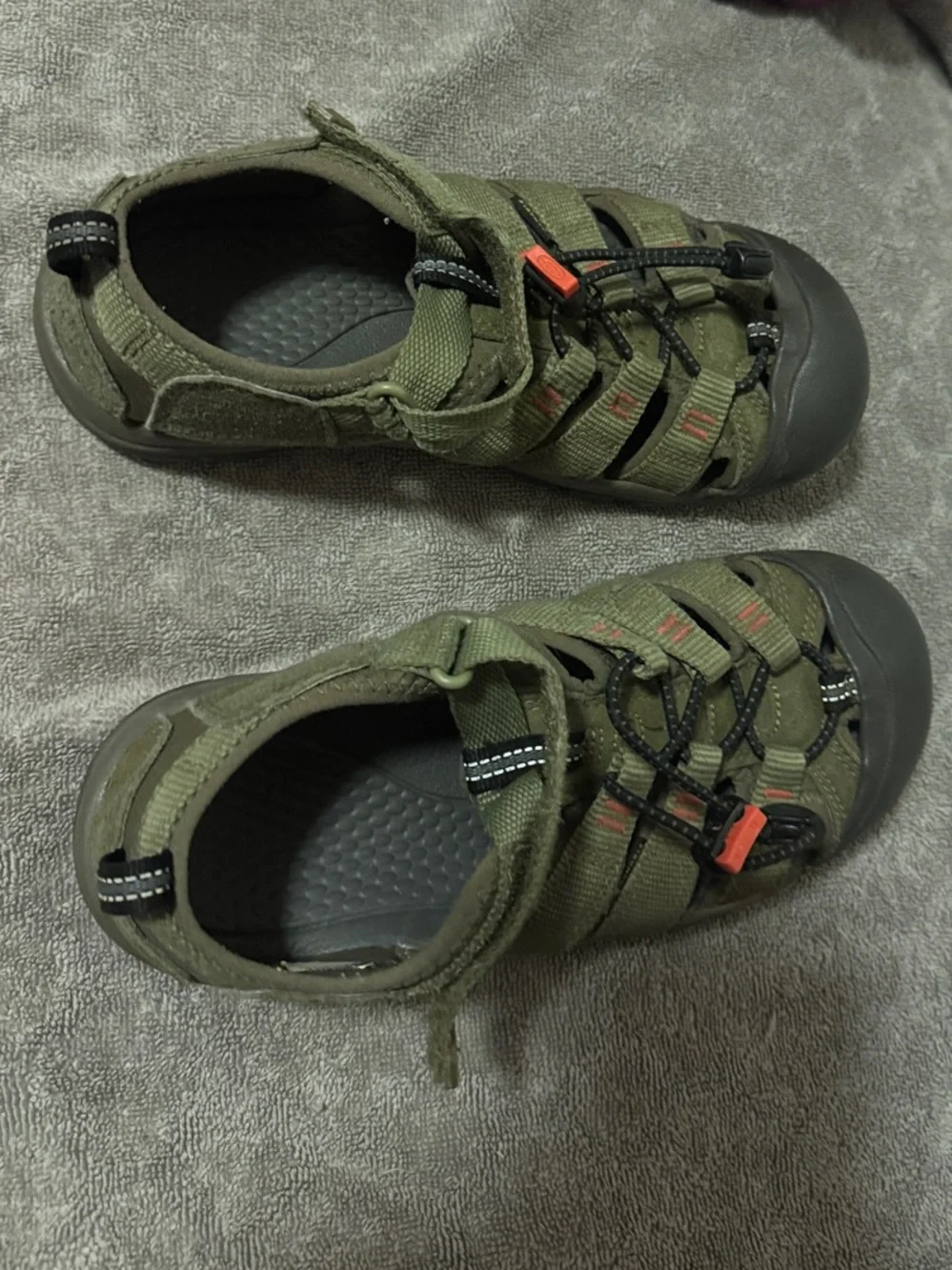 Kids Olive Green Outdoor Closed-Toe Sandals